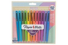 Blister de 12 stylos feutre Flair Original, pointe M 0,8 mm, encres 12 coul. pastel