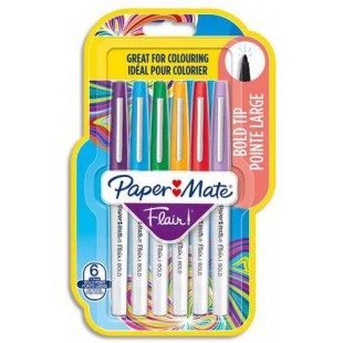 Paper Mate Flair Lot de 6 feutres a pointe large 1,2 mm Couleurs assorties