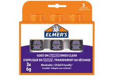 Elmer's Lot de 3 batons de colle violets qui disparaissent - Transparents - Parfaits pour les ecoles et les travaux manuels - La