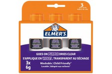 Elmer's Lot de 3 batons de colle violets qui disparaissent - Transparents - Parfaits pour les ecoles et les travaux manuels - La