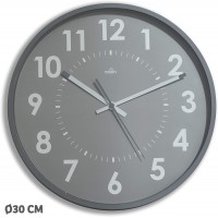 11245 Horloge silencieuse Abylis, Verre, Gris, 30cm