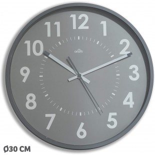 11245 Horloge silencieuse Abylis, Verre, Gris, 30cm