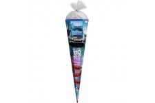 Cornet surprise « Police 110 » avec lumiere et son 85 cm - 6 coins rouges fermeture en tulle - Sachet de sucreries pour rentree 