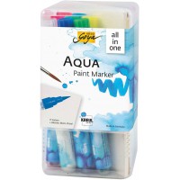 Solo Goya Aqua Paint Marker Powerpack XXL 18195 Lot de 17 couleurs et un melangeur de crayons d'artiste avec pointe pinceau elas