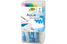 Solo Goya Aqua Paint Marker Powerpack XXL 18195 Lot de 17 couleurs et un melangeur de crayons d'artiste avec pointe pinceau elas