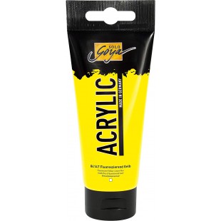 84147 Solo Goya Acrylic, tube de 100 ml, jaune fluorescent, cremeux et polyvalent de qualite etude, a  base d'eau, sechage rapid