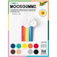 23509 - Caoutchouc Mousse - 10 Feuilles en 10 Couleurs Assorties - 2 mm - Environ 29 x 40 cm - Ideal pour de Nombreux travaux de