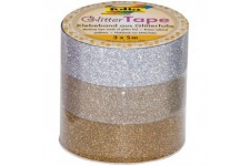 28301 Ruban adhesif decoratif paillettes Tape, argent/or clair/or