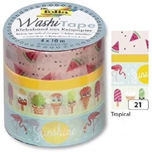 26421 Ruban adhesif decoratif de papier washi tape Tropical, Lot de 4