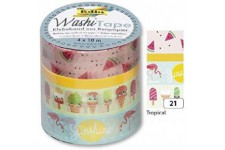 26421 Ruban adhesif decoratif de papier washi tape Tropical, Lot de 4