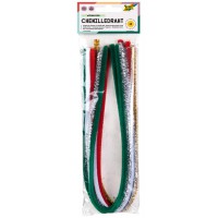 77895 - Fil chenille - Lot de 10 cure-pipes - Couleurs de Noel - Diametre : 8 mm et 50 cm de long - Ideal pour bricoler et creer