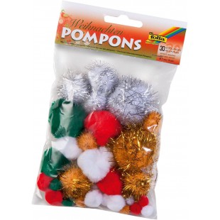 50395 - Pompons, Lot de 30 Assorties de differentes Tailles, Noel