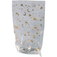 292 - Lot de 10 sachets en cellophane avec Impression de Noel, env. 14,5 x 23,5 cm, pour emballer des Biscuits, des Bonbons et B