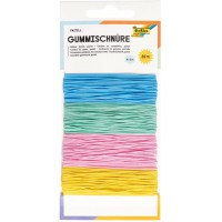13704 - Cordes en Caoutchouc, Bande elastique Fine en 4 Couleurs Pastel delicates de 5 m, Environ 1 mm d'epaisseur, pour la Fabr
