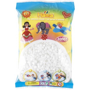 Perles a  Repasser midi, Sachet, 3000 pieces, Blanc Noir