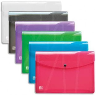 Lot de 20 : Pochette PP Hawai, format A4, fermeture pression, coloris assortis (6)