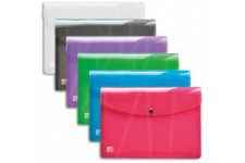 Lot de 20 : Pochette PP Hawai, format A4, fermeture pression, coloris assortis (6)