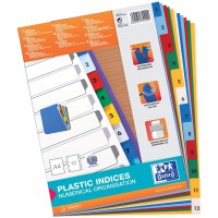 OXFORD Intercalaires Numeriques A4 en Polypropylene 12/100 Couleurs Assorties