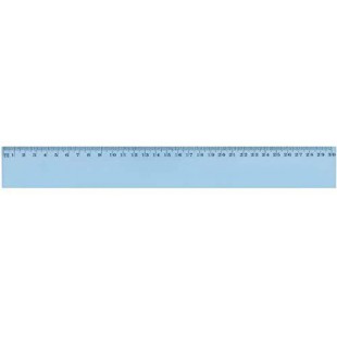 Regle Plate Incassable Plastique Bord Antitache 30 cm Bleu Transparent