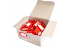 262803400 Porte-cles plastique (avec crochets en S Lot de 100 etiquettes interchangeables) Rot