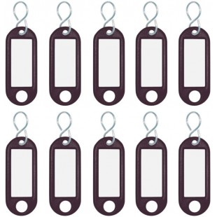 262103401 Porte-cles plastique (avec crochets en S, etiquettes interchangeables) Lot de 10, Noir