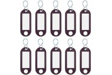 262103401 Porte-cles plastique (avec crochets en S, etiquettes interchangeables) Lot de 10, Noir