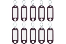 262103401 Porte-cles plastique (avec crochets en S, etiquettes interchangeables) Lot de 10, Noir