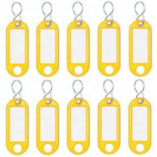 262103405 Porte-cles plastique (avec crochets en S, interchangeables etiquettes 10) Jaune