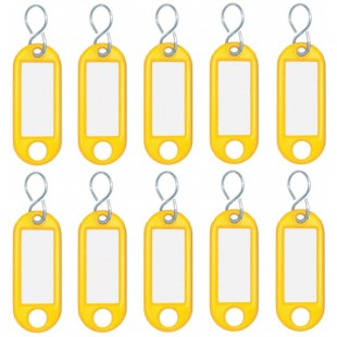 262103405 Porte-cles plastique (avec crochets en S, interchangeables etiquettes 10) Jaune