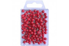 56100 Lot de 100 epingles a  tete ronde, longueur des epingles 16 mm, diametre de la tete 6 mm rouge