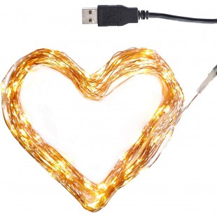 Guirlande lumineuse a  100 LED avec cable en cuivre et 100 LED Blanc chaud 2700 K 10 m 5 V