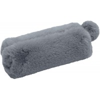 - 24274009 - Trousse « moelleuse » - Avec boule de fourrure - Peluche en polyester gris-bleu