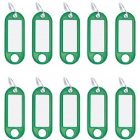 Porte-cles avec anneau en plastique 262101804, etiquettes amovibles - Vert (Lot de 10)
