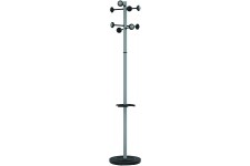 Unilux 100340698 Accueil Portemanteau sur pied a  Tete Tournante avec 8 Pateres Porte-Parapluies et Egouttoir 175 x 34 cm Gris m