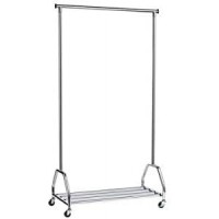 Unilux Groom Vestiaire Portant de Vetements Mobile avec Galerie inferieur utilisable 165 x 90 x 42 cm Chrome