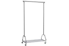 Unilux Groom Vestiaire Portant de Vetements Mobile avec Galerie inferieur utilisable 165 x 90 x 42 cm Chrome