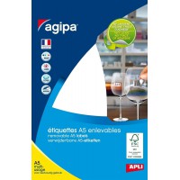 AGIPA Lot de 5 Etuis A5 ( 6F ) de 306 etiquettes multi-usage Enlevable Bijoux Haltere 45 x 8 mm Blanc