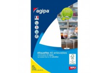 AGIPA Etuis A5 ( 6F ) de 306 etiquettes multi-usage Enlevable Bijoux Haltere 45 x 8 mm Blanc