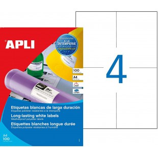 Apli 101169 Lot de 400 Etiquette polyester laser/copieur 105 x 148,5 mm Blanc