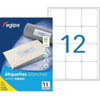 100983 Lot de 1200 Etiquettes multi usage coins arrondis 63,5 x 72 mm Blanc