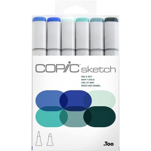 COPIC Sketch Set 6 Couleurs Ciel et Mer SKST6-SEA