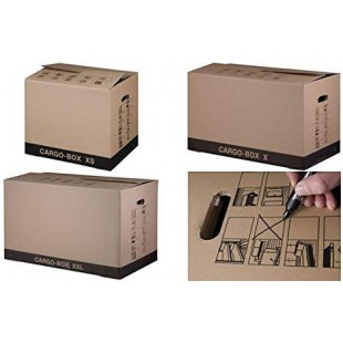 Lot de 20 : SMARTBOXPRO Cartons demenagement Cargo Box XXL dim interieure 75x42x44 cm Brun