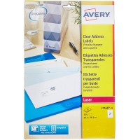 Avery L7560 525 Etiquettes Autocollantes, 21 par Feuille, Impression Laser, Transparent, 63,5 x 38,1 mm
