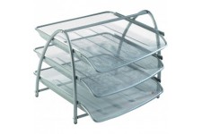 Alba MESHTRAY3 M Set de 3 Corbeilles Francaises Coulissantes en Metal Mesh Gris Metal