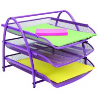Alba MESHTRAY3 P Set de 3 Corbeilles Francaises Coulissantes en Metal Mesh Violet