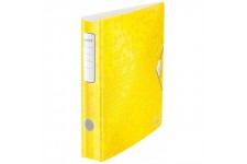 Leitz Classeur a  Levier A4 Active, Jaune, Dos Arrondi 65mm, Fixation elastique, Polyfoam Leger, WOW, 11070016