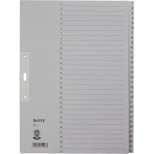 Leitz Intercalaires en papier numerotes 1231-85 A4, 240 mm, 300 mm, gris 1-31, 100 g/m².