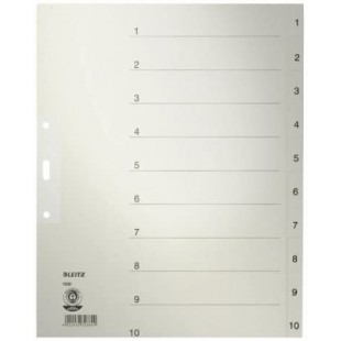 Leitz Intercalaires papier 1-10, A4, 10 feuilles, gris