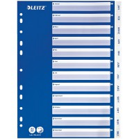 Intercalaires A4 Touches Janvier-Decembre, Bleu & Blanc, Onglets Renforces en Plastique Resistant avec Table des Matieres, 12546
