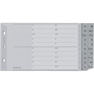 Leitz Intercalaires A5 Touches A-Z (Separation A-L et M-Z), 20 Feuilles, Extra-Large, Gris, Onglets Renforces en Pla